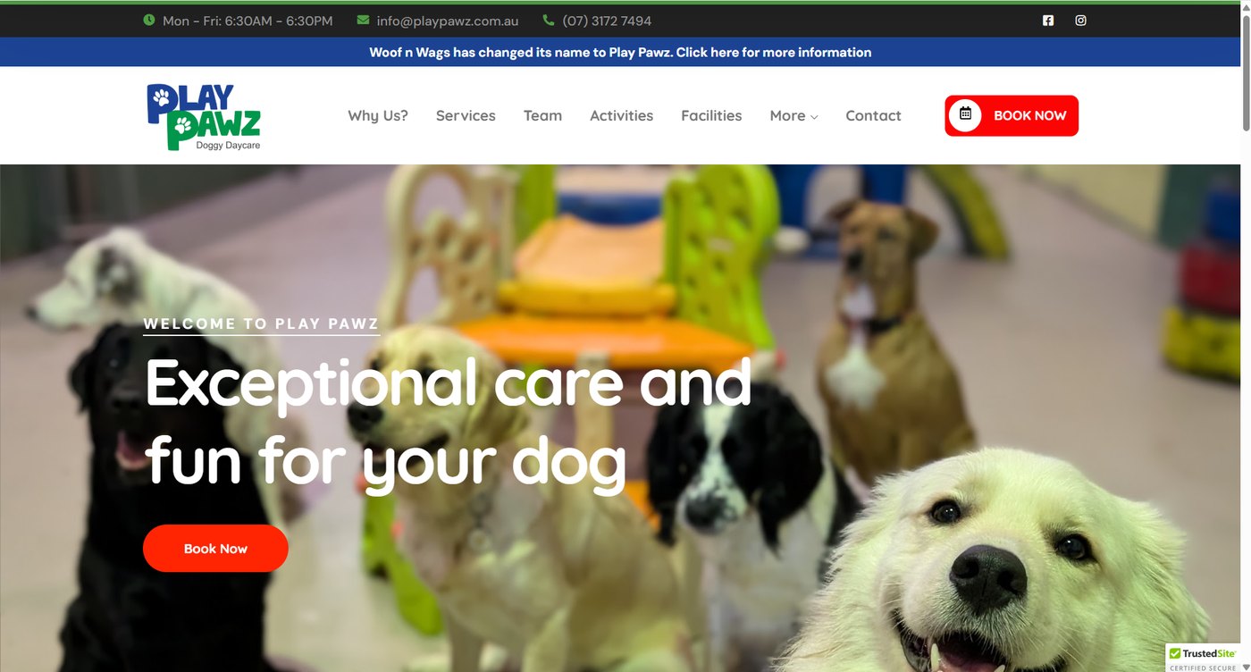 Play Pawz shown on a desktop browser